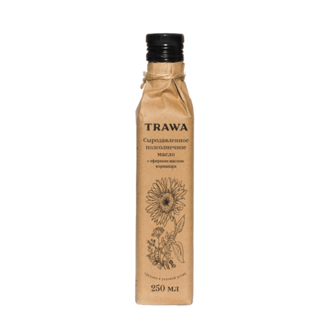 Масло TRAWA подсолнечное сыродавленное с эфирным маслом кориандра